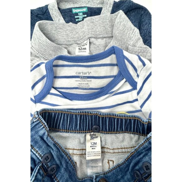 Boys,‎ Blue Jeans, Grey Sweatpants & 2 Bodysuits - Size 12 Month - Picture 6 of 12